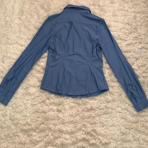 Y2K Express Blue Stripe Stretch Button Down Shirt - Picture 3 of 3